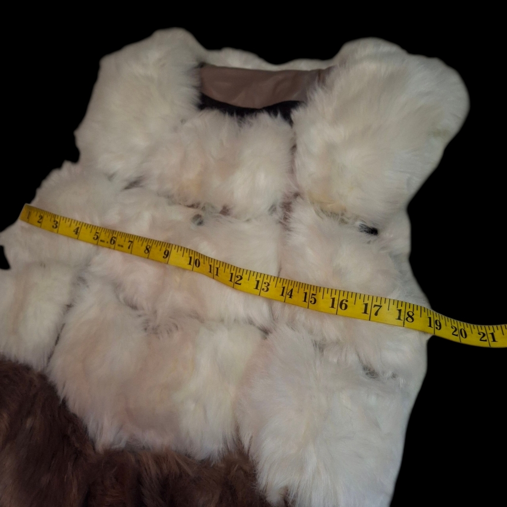 Faux-Fur Vest Multicolor Patchwork  Faux-Leather Panel Women Size Medium - Picture 13 of 16